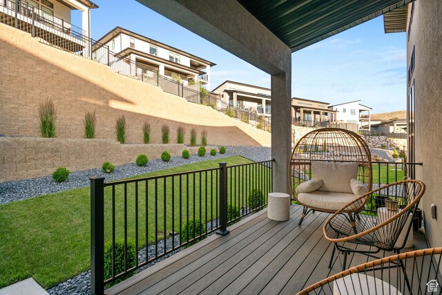 5516 N Valley View Rd, Lehi, UT 84043 - wooden deck with a lawn