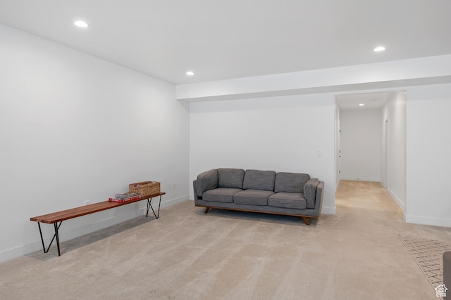5516 N Valley View Rd, Lehi, UT 84043 - living area with baseboards, recessed lighting, and light colored carpet