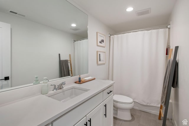 5516 N Valley View Rd, Lehi, UT 84043 - bathroom featuring visible vents, toilet, recessed lighting, and vanity