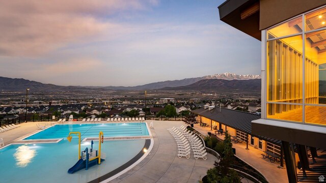 5516 N Valley View Rd, Lehi, UT 84043 - community pool with a patio area and a mountain view