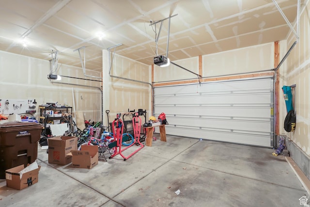 garage with a garage door opener