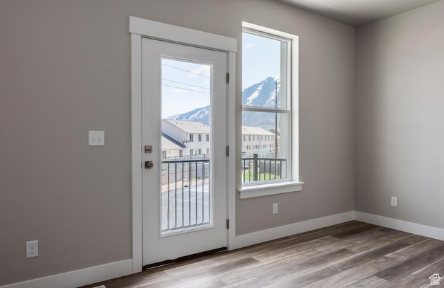 2746 E 1060 S, Spanish Fork, UT 84660 - entryway with baseboards, wood finished floors, and a mountain view