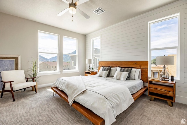 2748 E 1060 S, Spanish Fork, UT 84660 - bedroom with carpet floors, visible vents, multiple windows, and a ceiling fan
