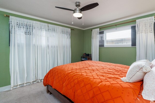 1305 N Valentine St, Salt Lake City, UT 84116 - bedroom featuring carpet floors, a ceiling fan, and crown molding