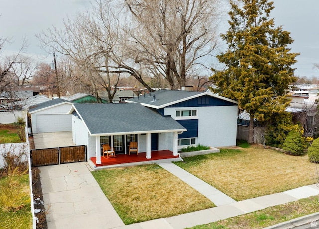 1305 N Valentine St, Salt Lake City, UT 84116 - view of front of house with roof with shingles, fence, brick siding, a front lawn, and a porch