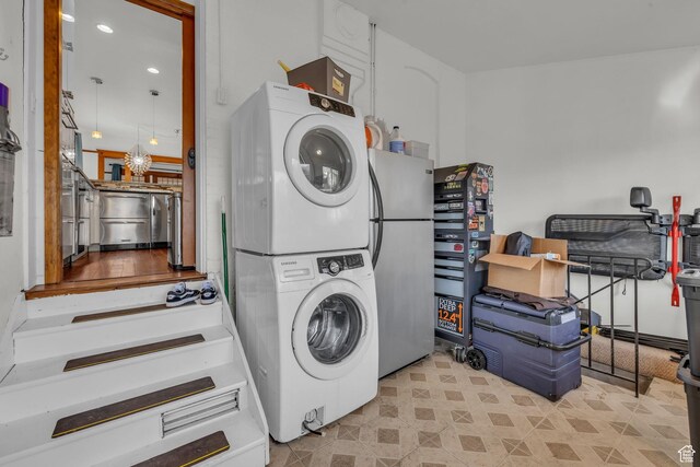 736 E 800 S, Salt Lake City, UT 84102 - laundry area with laundry area, stacked washing maching and dryer, and recessed lighting