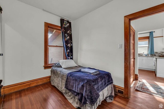 736 E 800 S, Salt Lake City, UT 84102 - bedroom featuring baseboards and wood finished floors