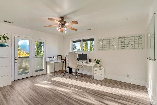 1448 E 155 S, Lindon, UT 84042 - office area with a ceiling fan, wood finished floors, baseboards, and visible vents