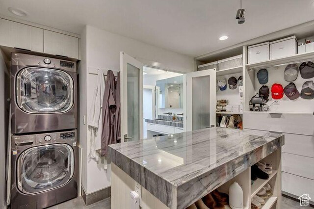1448 E 155 S, Lindon, UT 84042 - laundry room with stacked washer and clothes dryer and laundry area