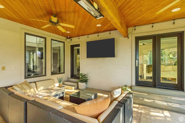 1448 E 155 S, Lindon, UT 84042 - view of patio featuring an outdoor hangout area, ceiling fan, and entry steps