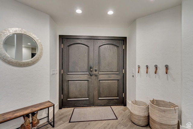 1448 E 155 S, Lindon, UT 84042 - entryway with recessed lighting, a textured wall, and wood finished floors