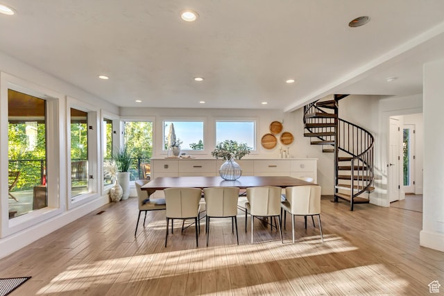 1448 E 155 S, Lindon, UT 84042 - dining space featuring stairway, baseboards, visible vents, recessed lighting, and hardwood / wood-style floors