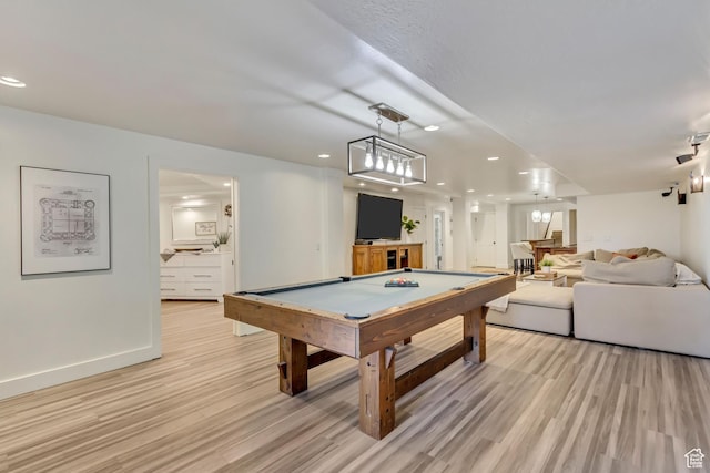1448 E 155 S, Lindon, UT 84042 - recreation room with recessed lighting, billiards, light wood-style floors, and baseboards