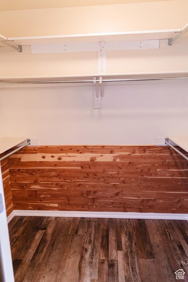 walk in closet featuring wood finished floors