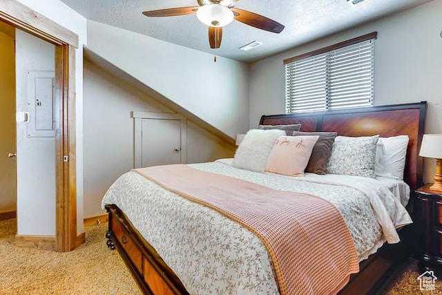 3518 N Moose Hollow Dr, Eden, UT 84310 - bedroom featuring baseboards, visible vents, a ceiling fan, and a textured ceiling