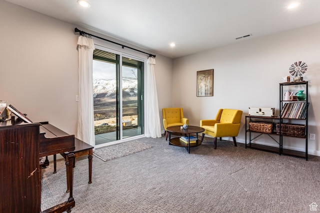 6065 N Westridge Rd, Heber City, UT 84032 - living area featuring baseboards, carpet, recessed lighting, and visible vents