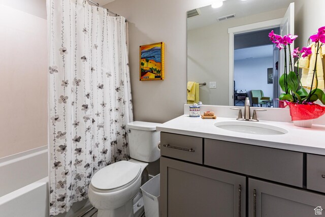 6065 N Westridge Rd, Heber City, UT 84032 - full bath featuring visible vents, shower / bath combo, toilet, and vanity