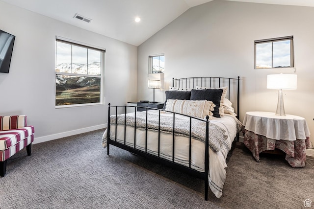 6065 N Westridge Rd, Heber City, UT 84032 - bedroom with visible vents, vaulted ceiling, baseboards, carpet, and recessed lighting