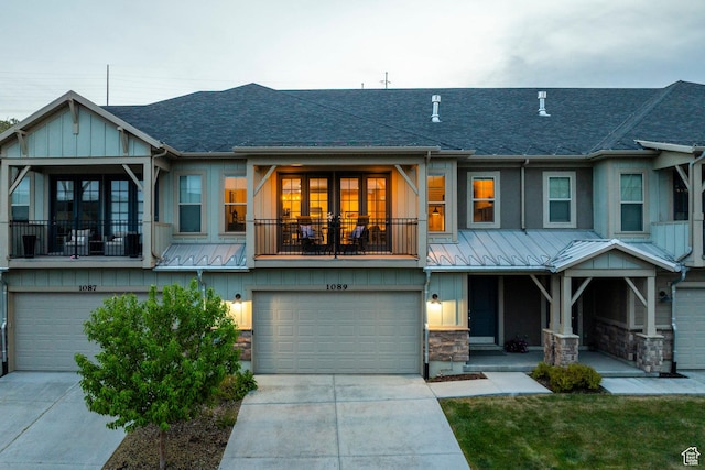 1089 W Cattail Ct, Kamas, UT 84036 - multi unit property featuring roof with shingles, an attached garage, driveway, and a balcony