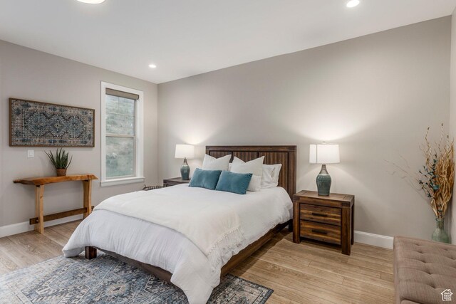 1089 W Cattail Ct, Kamas, UT 84036 - bedroom with light wood-style floors, baseboards, and recessed lighting