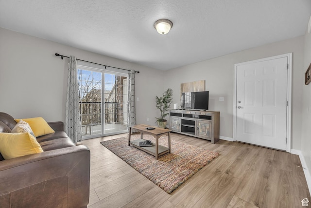 1598 Westbury Way Unit H, Lehi, UT 84043 - living area featuring baseboards, a textured ceiling, and wood finished floors