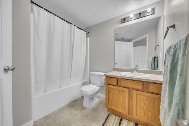 1598 Westbury Way Unit H, Lehi, UT 84043 - full bath featuring toilet, vanity, a textured ceiling, shower / bath combo with shower curtain, and baseboards
