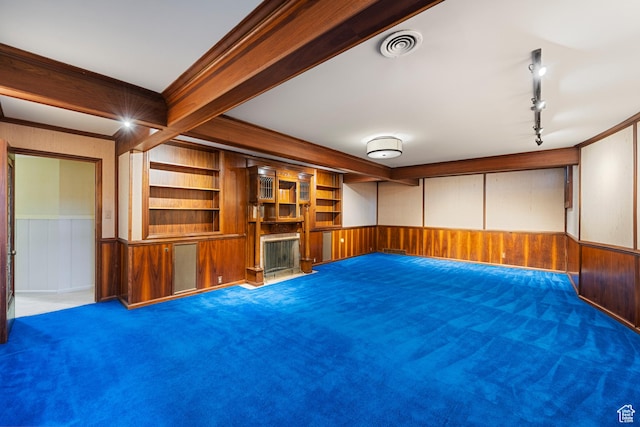 2532 E Maywood Dr, Salt Lake City, UT 84109 - basement featuring a wainscoted wall, visible vents, and carpet flooring