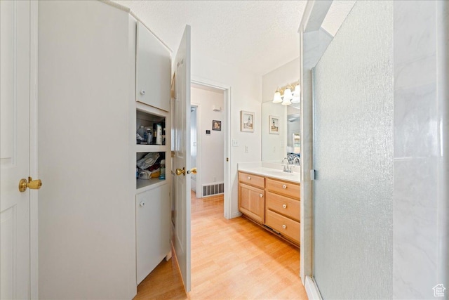 180 N 1100 E Unit 24, Washington, UT 84780 - bathroom featuring vanity, a textured ceiling, and wood finished floors