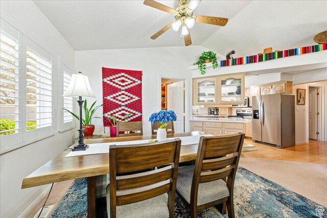180 N 1100 E Unit 24, Washington, UT 84780 - dining area featuring lofted ceiling, light wood-type flooring, and a ceiling fan