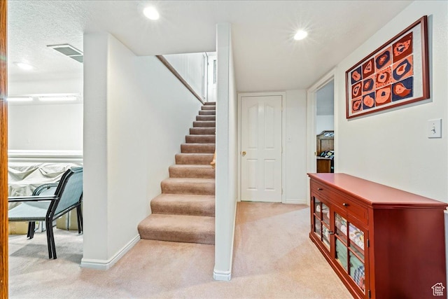 180 N 1100 E Unit 24, Washington, UT 84780 - staircase with baseboards, a textured ceiling, recessed lighting, and carpet