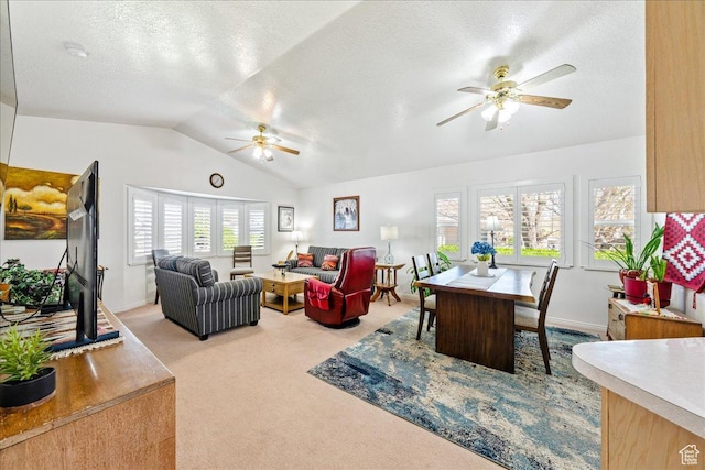 180 N 1100 E Unit 24, Washington, UT 84780 - living room with carpet floors, a wealth of natural light, lofted ceiling, and ceiling fan