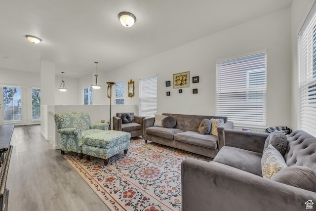 living room with light wood-style floors
