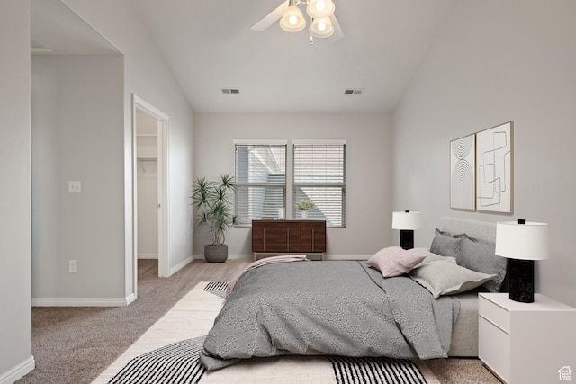 4988 W Currant Dr, South Jordan, UT 84009 - bedroom featuring a spacious closet, carpet flooring, lofted ceiling, ceiling fan, and baseboards