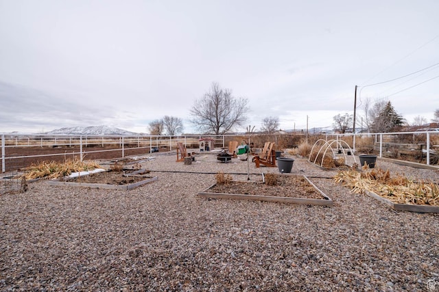 view of yard with fence and a garden