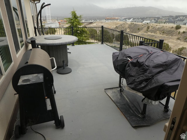 view of patio with a grill