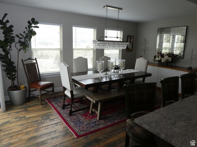 dining room featuring plenty of natural light and wood finished floors