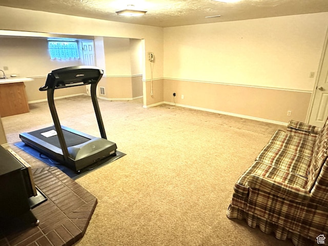 2662 W Toni Lee St, West Jordan, UT 84088 - exercise area featuring carpet, baseboards, and a textured ceiling