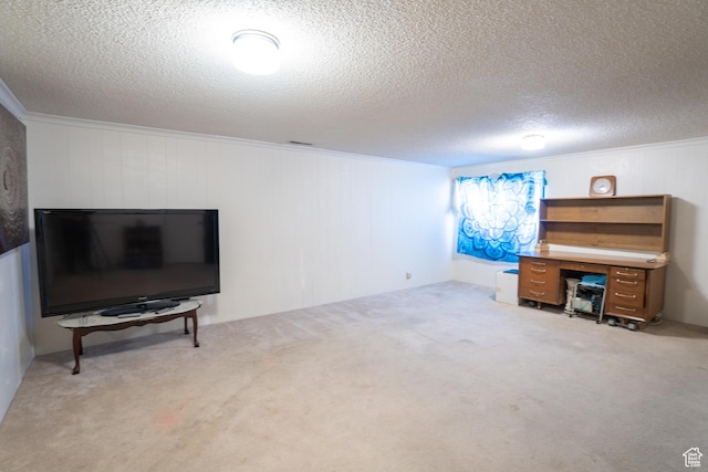 4971 S Beaver Brook Ln E Unit 40, Murray, UT 84117 - living room featuring a textured ceiling, carpet, and crown molding