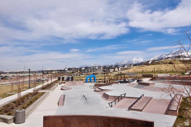exterior space with a mountain view