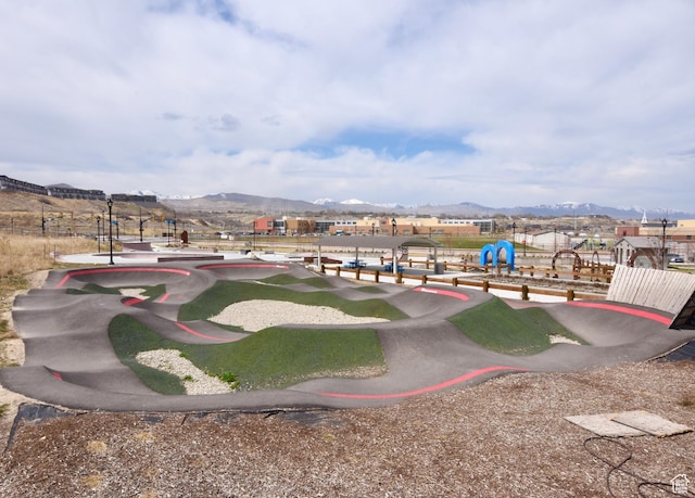 view of community featuring a mountain view
