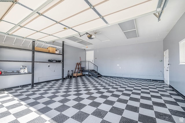 garage with a garage door opener