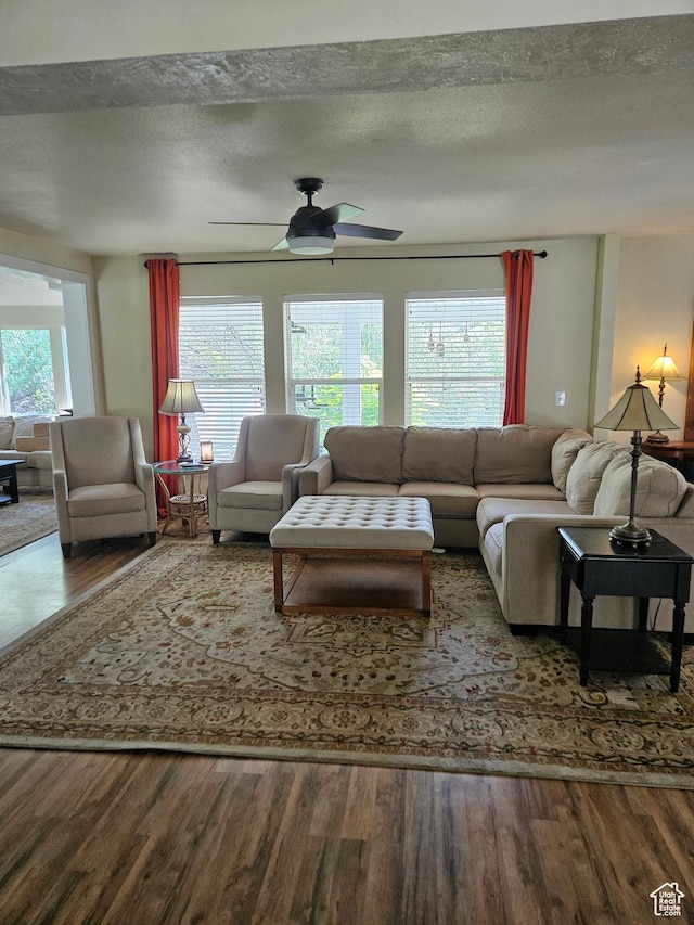 223 N 2520 W, Provo, UT 84601 - living area featuring ceiling fan, a textured ceiling, and wood finished floors