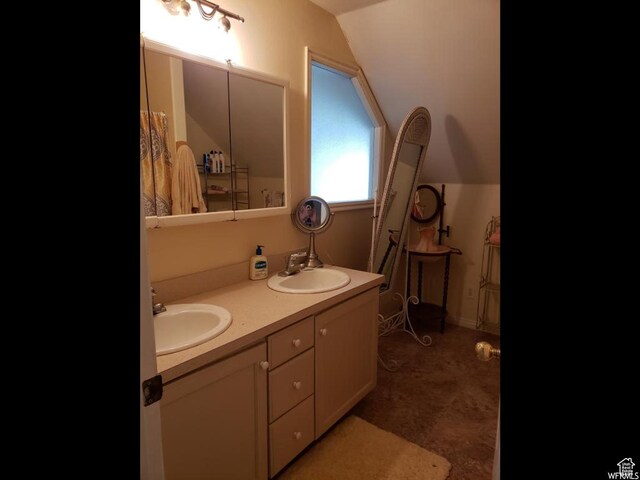 223 N 2520 W, Provo, UT 84601 - full bath with a sink, double vanity, and vaulted ceiling