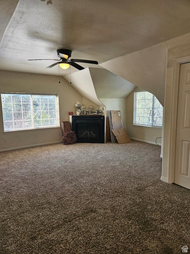 223 N 2520 W, Provo, UT 84601 - bonus room with baseboards, vaulted ceiling, a textured ceiling, a ceiling fan, and carpet