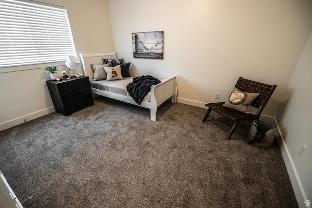 bedroom featuring baseboards and carpet