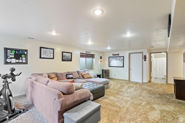 1519 N 2340 W, Clinton, UT 84015 - living room with baseboards, visible vents, recessed lighting, and carpet