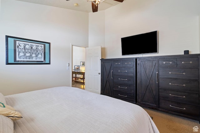 1519 N 2340 W, Clinton, UT 84015 - carpeted bedroom with a towering ceiling and ceiling fan