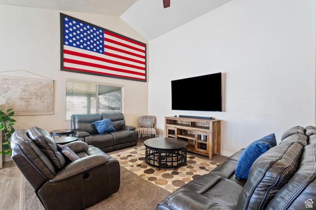 1519 N 2340 W, Clinton, UT 84015 - living area featuring high vaulted ceiling and a ceiling fan
