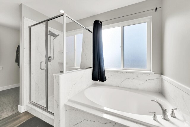 2466 W 3375 S, West Haven, UT 84401 - full bathroom with a marble finish shower, baseboards, and a bath