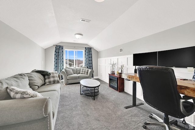 2466 W 3375 S, West Haven, UT 84401 - office with lofted ceiling, visible vents, and carpet